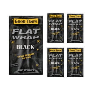 Flat Wraps Black 2 Cigar Wraps/5CT
