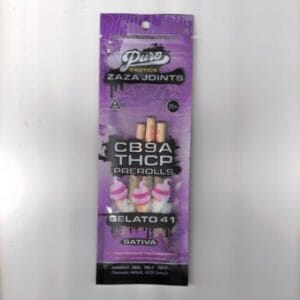 Puro Exotics Zaza Joints Gelato 41 Sativa CB9A THCP 3 Pre Rolls / 1CT