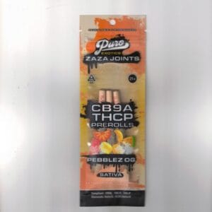 Puro Exotics Zaza Joints Pebblez OG Sativa CB9A THCP 3 Pre Rolls / 1CT