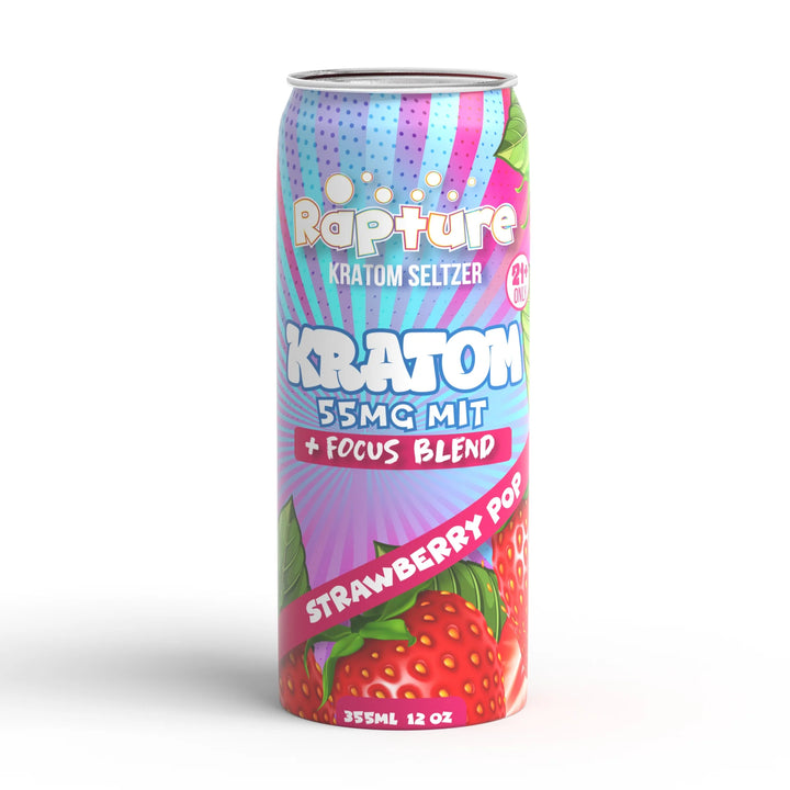 Rapture Strawberry Pop Kratom Seltzer 12OZ 55MG/1CT